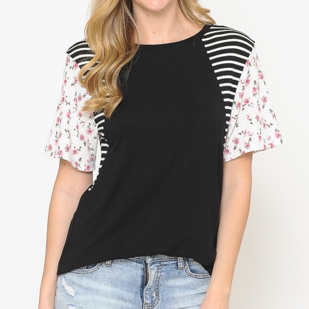 TUNIC TOP WITH BLOCK PRINT SLEEVES
